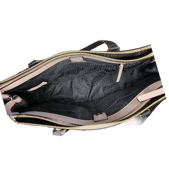 Kate Spade Leighann Saffiano Leather Satchel Almond Black - Picture 8 of 13